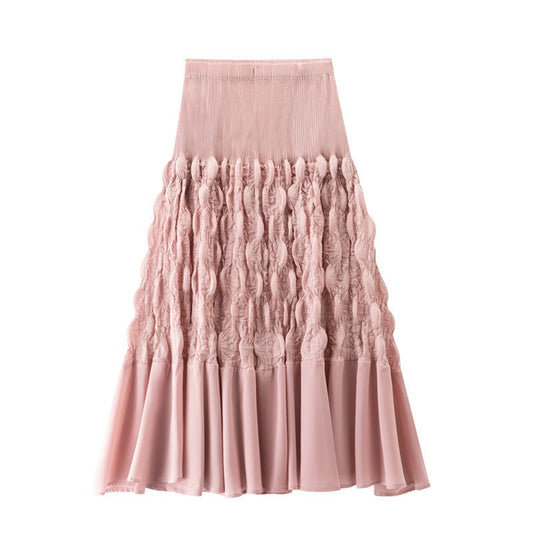 Niche Design Slimming Graceful Pleated Skirt $85.50 Dana Fashion Color: Black Size: Free Size Women's clothing Product information: Color: pink, gray, black, Rose Elasticity: high elasticity Main fabric composition: Polyester Size: free size Craft: fold N