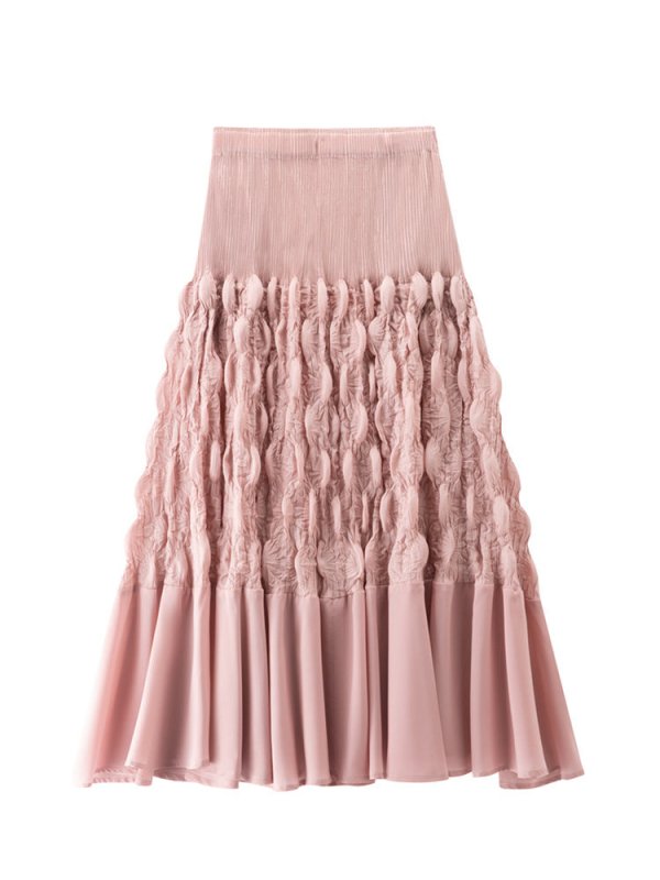 Niche Design Slimming Graceful Pleated Skirt $85.50 Dana Fashion Color: Pink Size: Free Size Women's clothing Product information: Color: pink, gray, black, Rose Elasticity: high elasticity Main fabric composition: Polyester Size: free size Craft: fold No