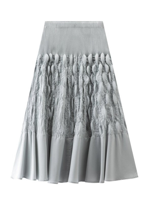 Niche Design Slimming Graceful Pleated Skirt $85.50 Dana Fashion Color: Gray Size: Free Size Women's clothing Product information: Color: pink, gray, black, Rose Elasticity: high elasticity Main fabric composition: Polyester Size: free size Craft: fold No