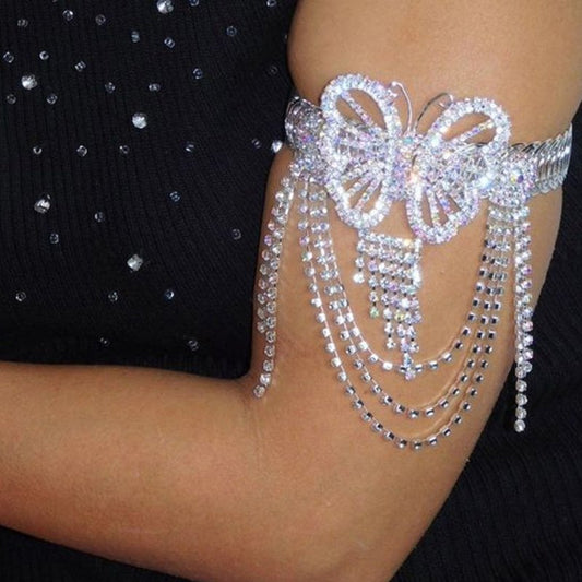 Niche Exquisite Fairy Butterfly Tassel Bracelet Rhinestone Arm Chain $23.82 Dana Fashion Color: Gold Women's Accessories Product information: Color: gold, silver Applicable people: women Style: Women's Material: Rhinestone Popular elements: Tassel Style: