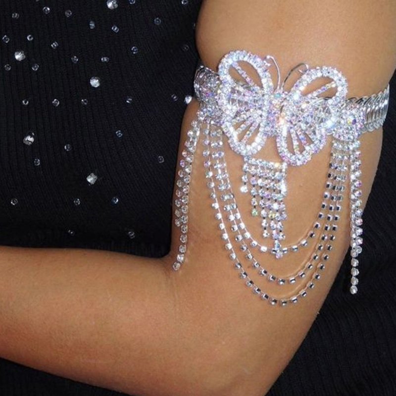 Niche Exquisite Fairy Butterfly Tassel Bracelet Rhinestone Arm Chain $23.82 Dana Fashion Color: Silver Women's Accessories Product information: Color: gold, silver Applicable people: women Style: Women's Material: Rhinestone Popular elements: Tassel Style
