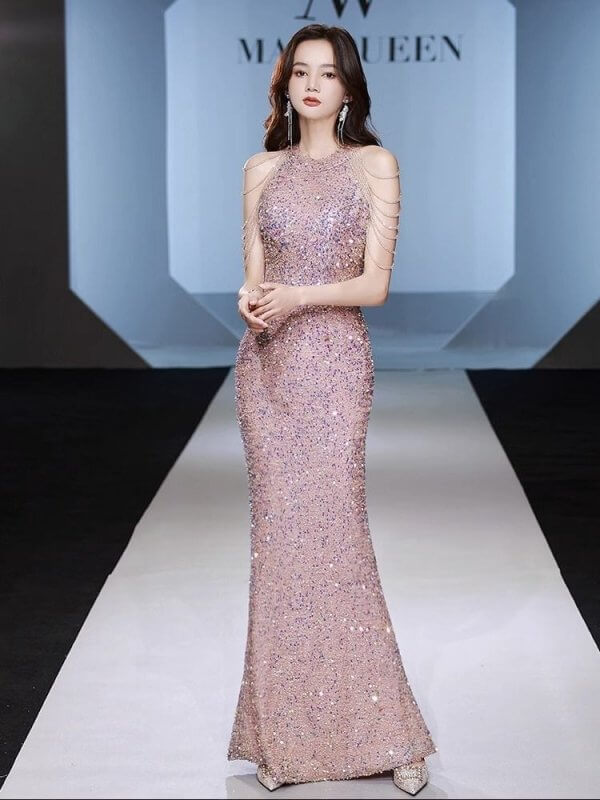 Niche High-end Ladies Host Dress $99.90 Dana Fashion Color: Apricot No Slit size: L Women's clothing Product information: Color: apricot seamless, apricot seam Waist type: high waist Size: XS,S,M,L,XL,XXL, no refund or exchange customized Popular elements