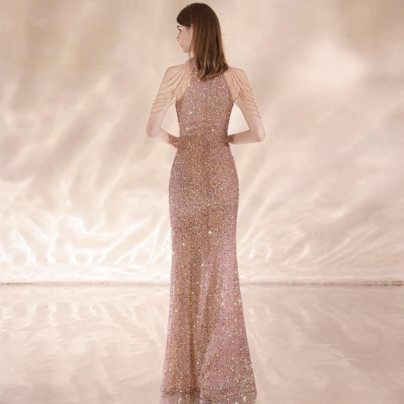 Niche High-end Ladies Host Dress $99.90 Dana Fashion Color: Apricot No Slit size: L Women's clothing Product information: Color: apricot seamless, apricot seam Waist type: high waist Size: XS,S,M,L,XL,XXL, no refund or exchange customized Popular elements