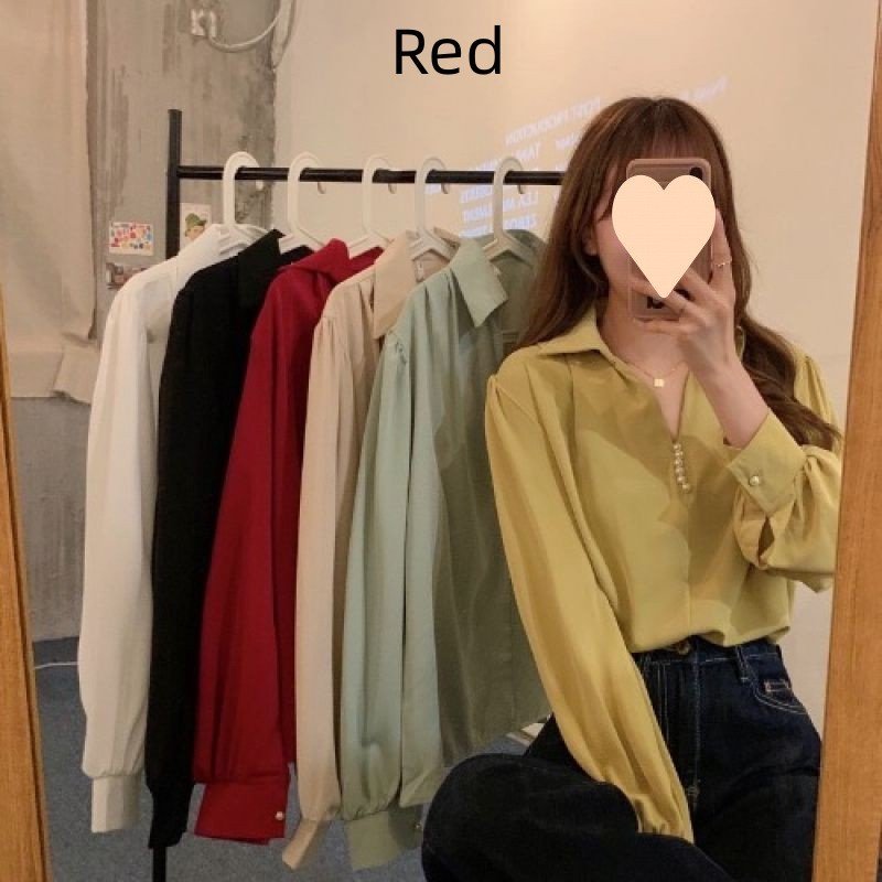 Niche Loose Outer Wear All-matching Long Sleeve Top $38.00 Dana Fashion Color: Red Size: Free Size Women's clothing Product information: Color: white, black, yellow, apricot, light green, red Sleeve type: regular sleeve Main fabric components: Other Size: