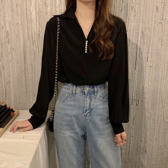 Niche Loose Outer Wear All-matching Long Sleeve Top $49.40 Dana Fashion Color: Apricot Size: Free Size Women's clothing Product information: Color: white, black, yellow, apricot, light green, red Sleeve type: regular sleeve Main fabric components: Other S