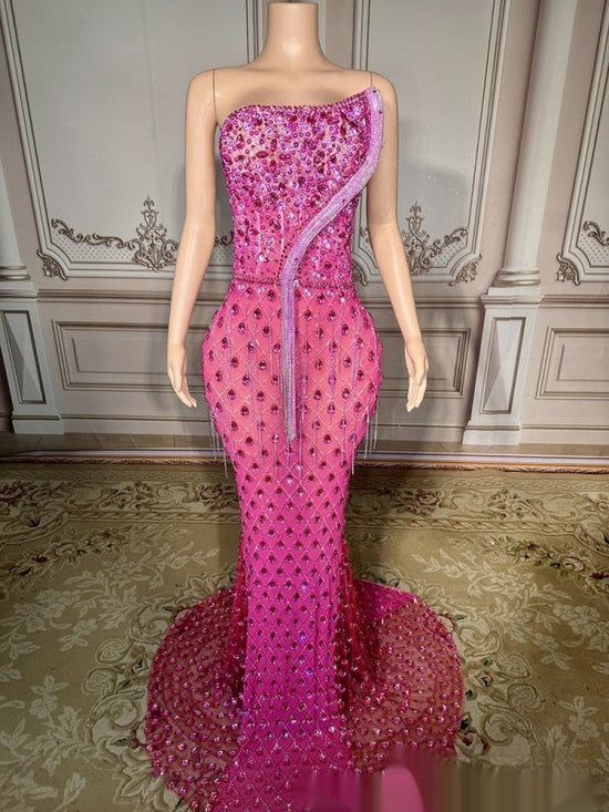 No Back Traceless Sexy Elegant Fishtail Gown $442.44 Dana Fashion Color: Rose Red Size: L Women's clothing معلومات المنتج: اسم القماش: سباندكس اللون: أبيض، أسود، أحمر، وردي، أرجواني، وردي، أزرق نوع الأكمام: كم نوع الخصر: خصر مرتفع المقاس: S، M، L، XL طول