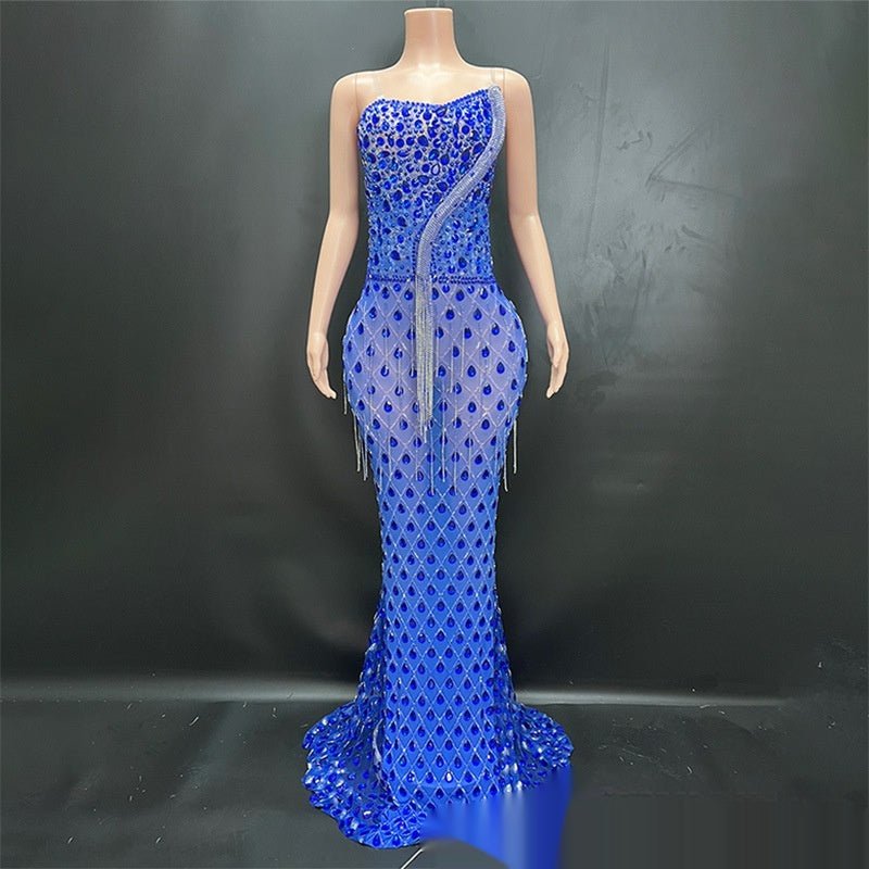 No Back Traceless Sexy Elegant Fishtail Gown $442.44 Dana Fashion Color: Blue Size: L Women's clothing معلومات المنتج: اسم القماش: سباندكس اللون: أبيض، أسود، أحمر، وردي، أرجواني، وردي، أزرق نوع الأكمام: كم نوع الخصر: خصر مرتفع المقاس: S، M، L، XL طول التن