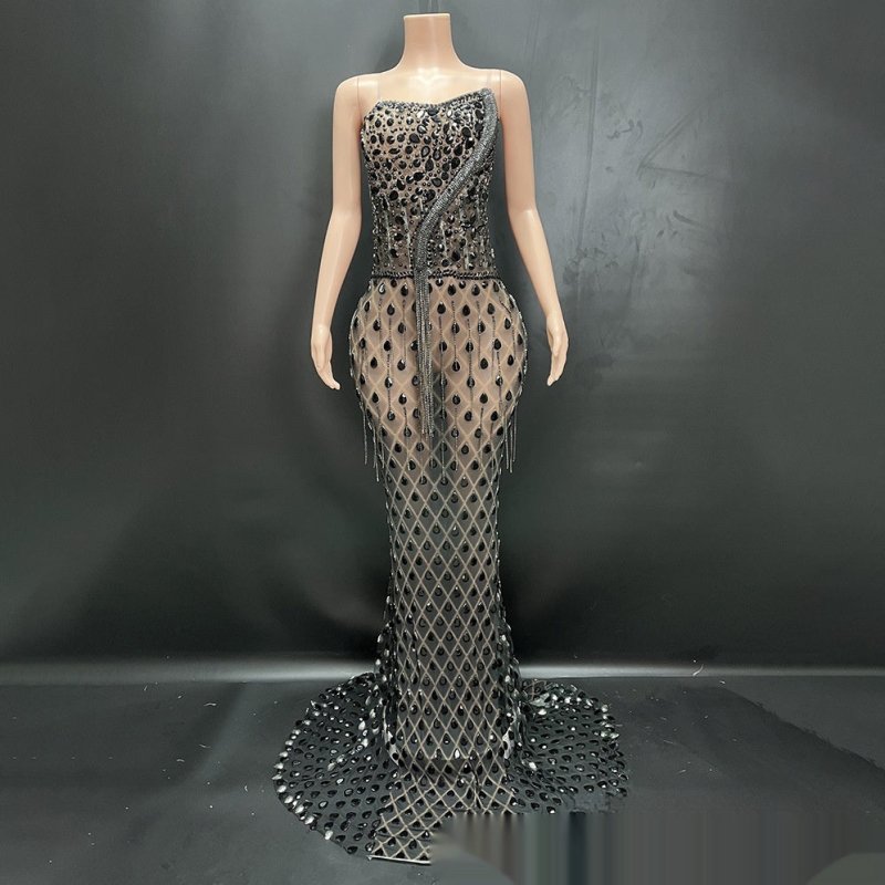 No Back Traceless Sexy Elegant Fishtail Gown $442.44 Dana Fashion Color: Black Size: L Women's clothing معلومات المنتج: اسم القماش: سباندكس اللون: أبيض، أسود، أحمر، وردي، أرجواني، وردي، أزرق نوع الأكمام: كم نوع الخصر: خصر مرتفع المقاس: S، M، L، XL طول الت