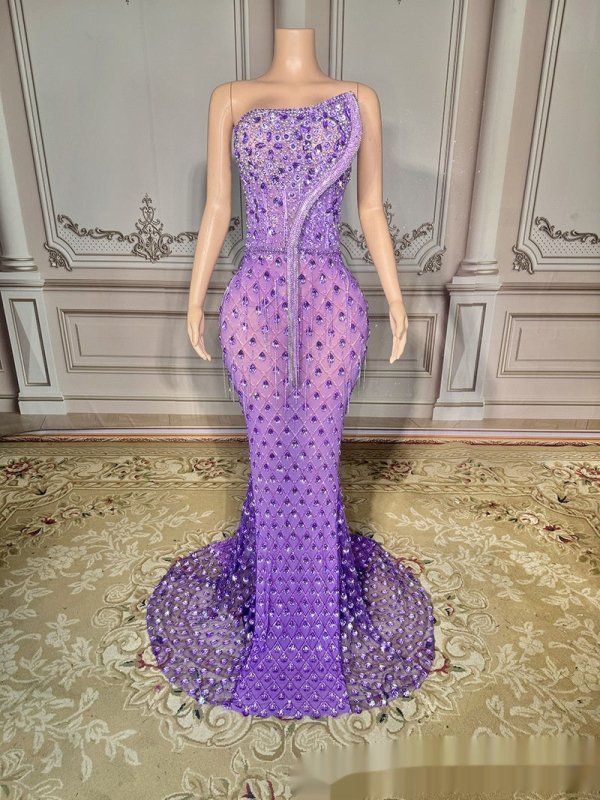 No Back Traceless Sexy Elegant Fishtail Gown $442.44 Dana Fashion Color: Purple Size: L Women's clothing معلومات المنتج: اسم القماش: سباندكس اللون: أبيض، أسود، أحمر، وردي، أرجواني، وردي، أزرق نوع الأكمام: كم نوع الخصر: خصر مرتفع المقاس: S، M، L، XL طول ال