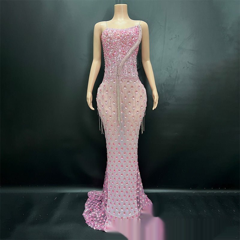 No Back Traceless Sexy Elegant Fishtail Gown $442.44 Dana Fashion Color: Pink Size: L Women's clothing معلومات المنتج: اسم القماش: سباندكس اللون: أبيض، أسود، أحمر، وردي، أرجواني، وردي، أزرق نوع الأكمام: كم نوع الخصر: خصر مرتفع المقاس: S، M، L، XL طول التن