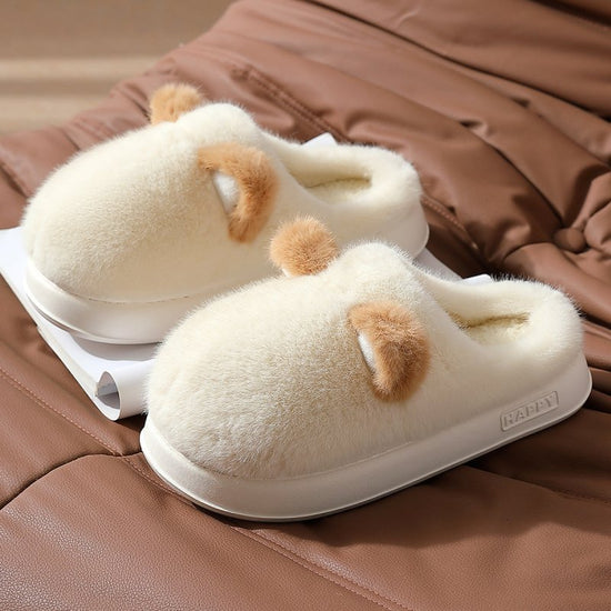 Non-slip Warm Fleece-lined Confinement Cotton Slippers $34.60 Dana Fashion Color: Beige Size: 36or37 Women's shoes Product information: Color: gray, khaki, beige Heel shape: round Size: 40-41 [positive code],42-43 [positive code],44-45 [positive code],36-