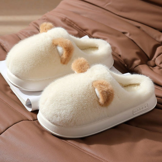 Non-slip Warm Fleece-lined Confinement Cotton Slippers $34.60 Dana Fashion Color: Beige Size: 36or37 Women's shoes Product information: Color: gray, khaki, beige Heel shape: round Size: 40-41 [positive code],42-43 [positive code],44-45 [positive code],36-