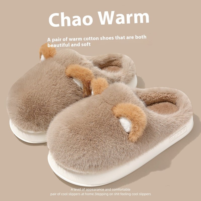 Non-slip Warm Fleece-lined Confinement Cotton Slippers $34.60 Dana Fashion Color: Khaki Size: 36or37 Women's shoes Product information: Color: gray, khaki, beige Heel shape: round Size: 40-41 [positive code],42-43 [positive code],44-45 [positive code],36-
