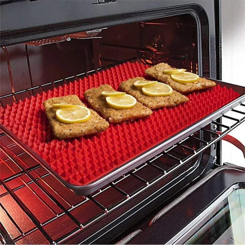 Non-Stick Silicone Pyramid Cooking Mat Baking Mat With Grid Versatile Oven BBQ Cooking Mat Heat-Resistant Mat Kitchen Tools Kitchen Gadgets $15.50 Dana Fashion Color: Black Dana's Kitchen Overview: PREMIUM QUALITY OF OVEN SILICONE MAT: The silicone nonsti
