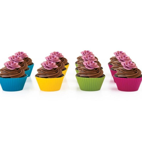 Nonstick Reusable Silicone Cupcake Liners Baking Cups 12 Pieces $13.50 Dana Fashion default: default Dana's Kitchen 12pc, two for each color. 6 colors in total
