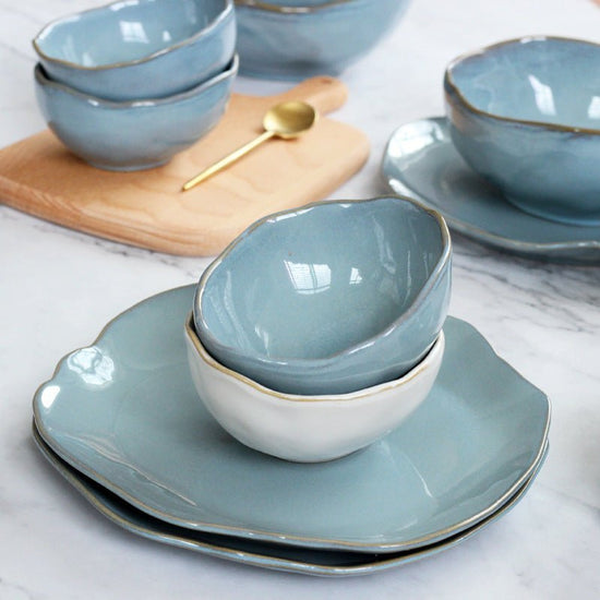 Nordic creative irregular ceramic tableware $31.71 Dana Fashion Color: Blue style: Me Dana's Kitchen ●Material: Ceramic ●Size: See the detailed table. ●Characteristics, hand-made irregular shapes,--change people's stereotypes of tableware in the past. The