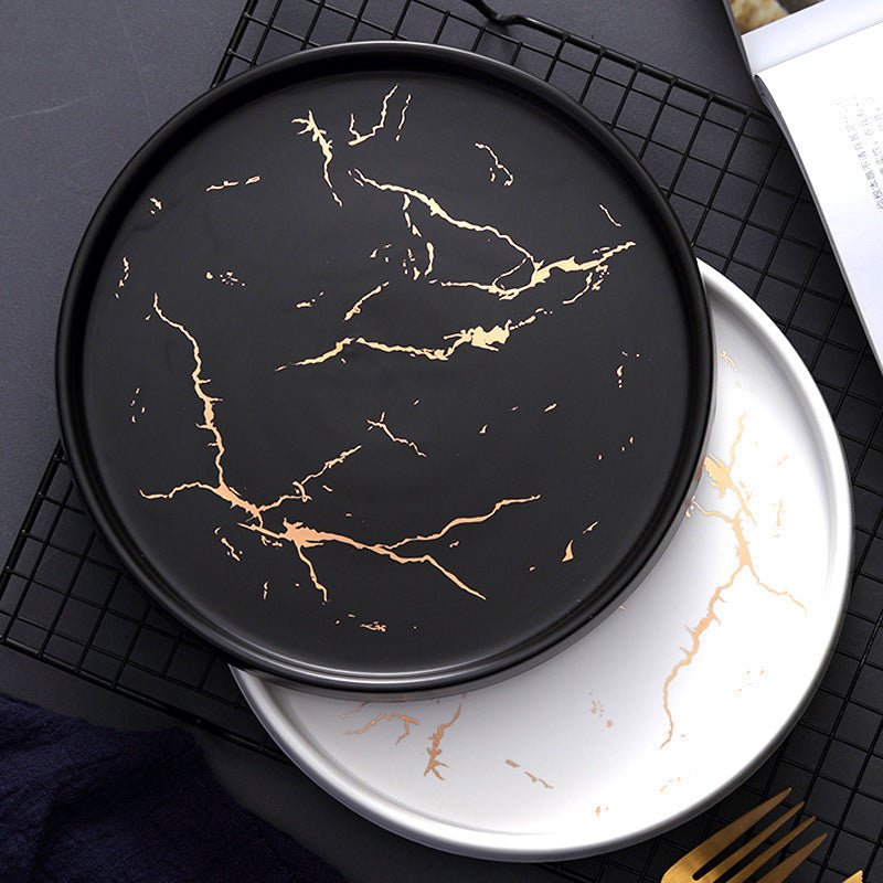 Nordic Style Marble Plate Household Ceramic Dish $44.26 Dana Fashion Color: Black Dana's Kitchen Product information: Product Category: Disk Material: Porcelain Applicable people: adults Microwave: Not available Applicable object: Adult Surface technology