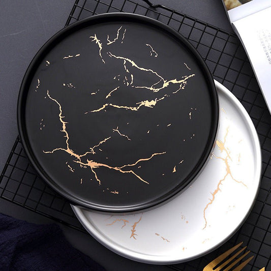 Nordic Style Marble Plate Household Ceramic Dish $44.26 Dana Fashion Color: Black Dana's Kitchen Product information: Product Category: Disk Material: Porcelain Applicable people: adults Microwave: Not available Applicable object: Adult Surface technology