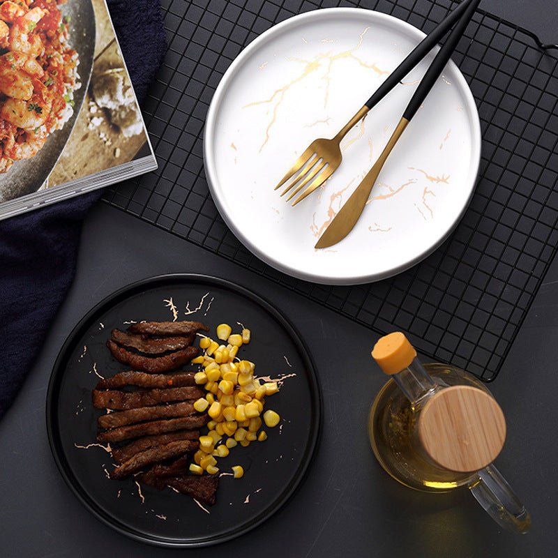 Nordic Style Marble Plate Household Ceramic Dish $44.26 Dana Fashion Color: Black Dana's Kitchen Product information: Product Category: Disk Material: Porcelain Applicable people: adults Microwave: Not available Applicable object: Adult Surface technology
