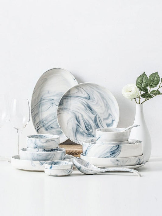 Nordic tableware and dish set $30.42 Dana Fashion style: 11inch oval plate Dana's Kitchen Product Information: Product category: bowl, dish, plate set Material: Porcelain Shape: round Microwave: available Color: small spoon, large soup spoon, 3.5-inch fla