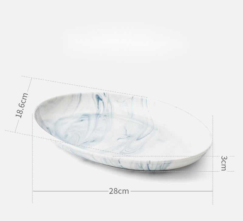 Nordic tableware and dish set $30.42 Dana Fashion style: 11inch oval plate Dana's Kitchen Product Information: Product category: bowl, dish, plate set Material: Porcelain Shape: round Microwave: available Color: small spoon, large soup spoon, 3.5-inch fla