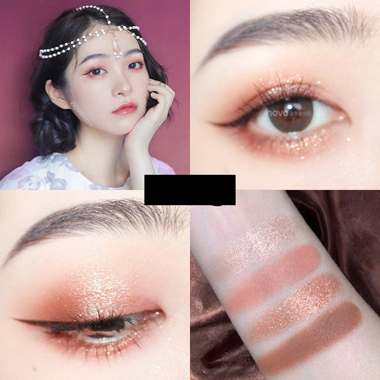 NOVO Eyeshadow Palette $14.29 Dana Fashion Color: 1Color makeup Number of colors: four colors Specifications: normal specifications Special use: cosmetics Skin Type: General Efficacy: modification Color classification: 01 Jiao Shi [spot], 02 pure [spot],