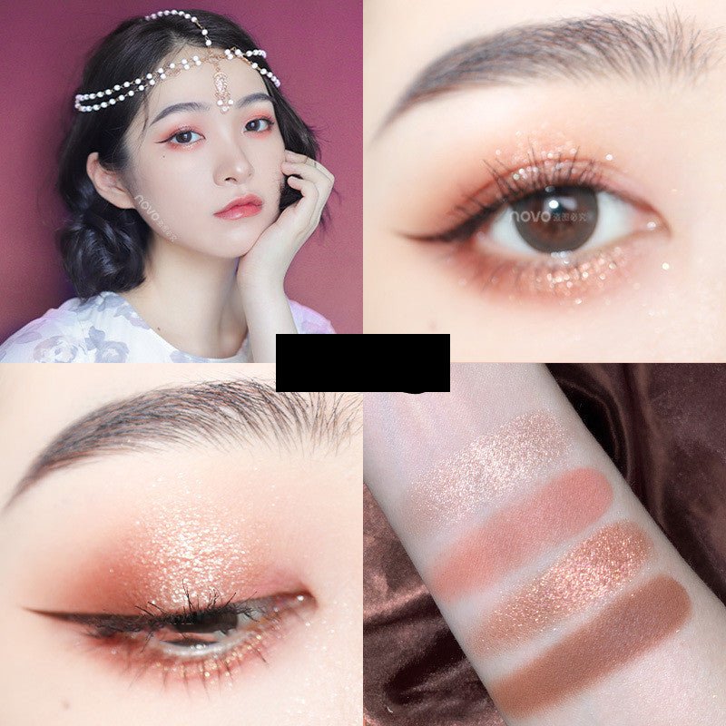 NOVO Eyeshadow Palette $14.29 Dana Fashion Color: 1Color makeup Number of colors: four colors Specifications: normal specifications Special use: cosmetics Skin Type: General Efficacy: modification Color classification: 01 Jiao Shi [spot], 02 pure [spot],