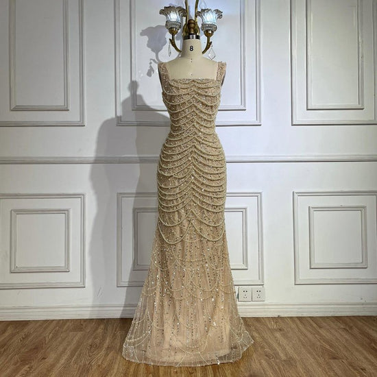 Nude Elegant Sling Light Luxury High-end Pearl Beaded Dress $679.99 Dana Fashion Color: Naked Size: L Women's clothing Product information: Color: Nude Waist type: high waist Size: XS,S,M,L,XL,XXL,XXL,XXXXL Skirt length: long skirt Popular elements: beade