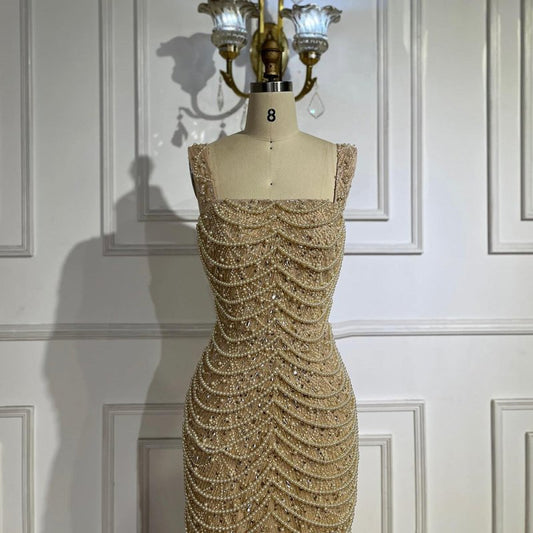Nude Elegant Sling Light Luxury High-end Pearl Beaded Dress $679.99 Dana Fashion Color: Naked Size: L Women's clothing Product information: Color: Nude Waist type: high waist Size: XS,S,M,L,XL,XXL,XXL,XXXXL Skirt length: long skirt Popular elements: beade