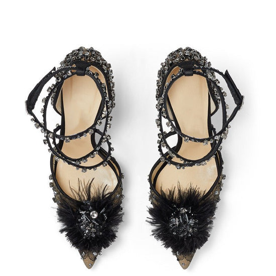 Nude Lace Rhinestone Floral Pumps $169.99 Dana Fashion Color: Black Size: 35 Women's shoes Product Details: Closing method: one-word buckle Pattern: plain Color classification: black sexy naked color fashion Heel height: super high heel (greater than 8cm)