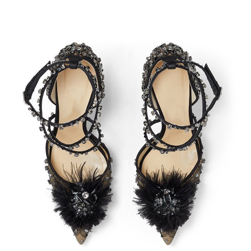 Nude Lace Rhinestone Floral Pumps $169.99 Dana Fashion Color: Black Size: 35 Women's shoes Product Details: Closing method: one-word buckle Pattern: plain Color classification: black sexy naked color fashion Heel height: super high heel (greater than 8cm)