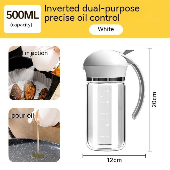 Oil Dispenser Spray And Pour Dual-purpose Oiler $28.00 Dana Fashion capacity: White 500ml Dana's Kitchen Product information: Function: pour oil/turn Oil Brush into one, press and spray oil Material: Glass Style: modern simplicity Capacity: Black 500ml, y