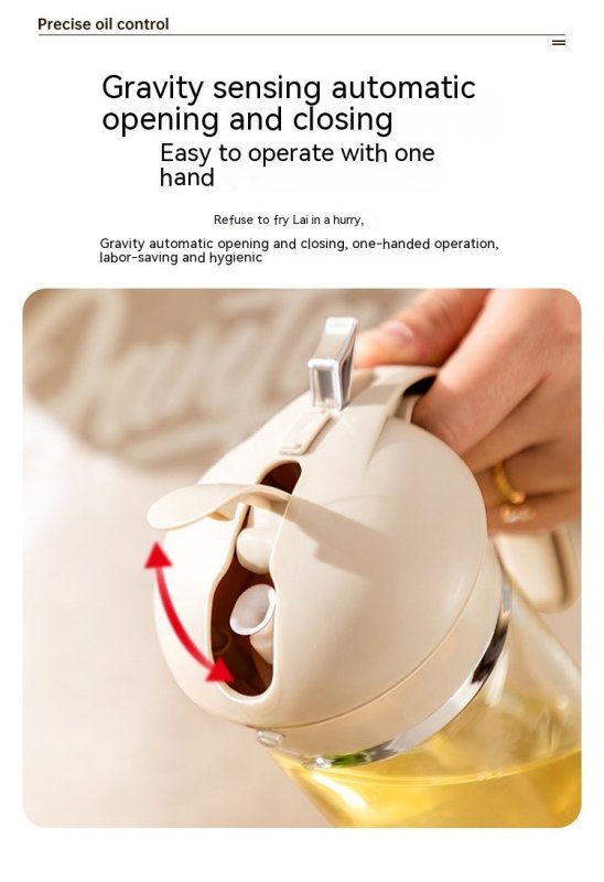 Oil Dispenser Spray And Pour Dual-purpose Oiler $28.00 Dana Fashion capacity: Black 500ml Dana's Kitchen Product information: Function: pour oil/turn Oil Brush into one, press and spray oil Material: Glass Style: modern simplicity Capacity: Black 500ml, y