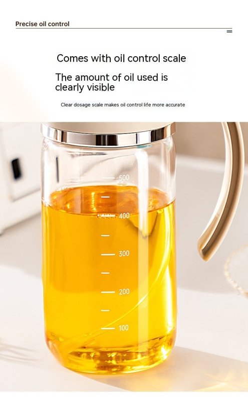 Oil Dispenser Spray And Pour Dual-purpose Oiler $28.00 Dana Fashion capacity: Black 500ml Dana's Kitchen Product information: Function: pour oil/turn Oil Brush into one, press and spray oil Material: Glass Style: modern simplicity Capacity: Black 500ml, y