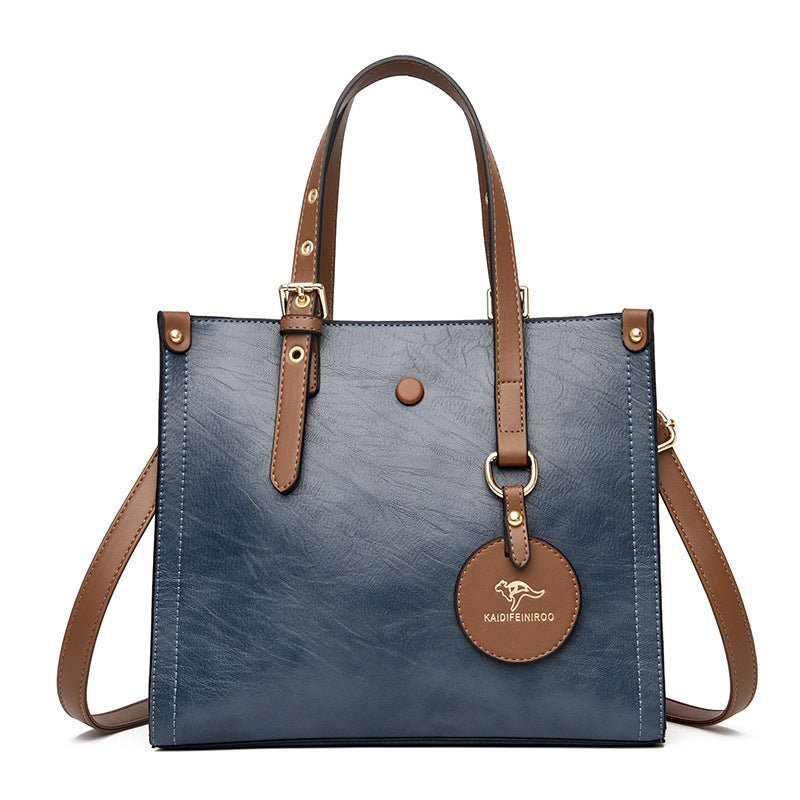 Oil Wax Cowhide Commuter Elegant Women Bag $83.33 Dana Fashion Color: Blue Women's Bags Product information: Pattern: solid color Color: red, green, blue, black, yellow Brown Material: genuine leather Popular elements: Retro, contrast color Suitcase shape