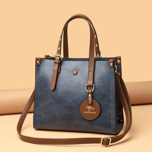 Oil Wax Cowhide Commuter Elegant Women Bag $83.33 Dana Fashion Color: Black Women's Bags Product information: Pattern: solid color Color: red, green, blue, black, yellow Brown Material: genuine leather Popular elements: Retro, contrast color Suitcase shap
