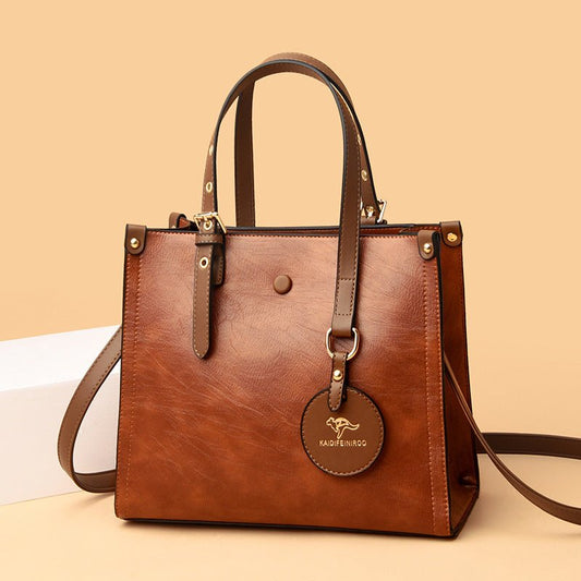 Oil Wax Cowhide Commuter Elegant Women Bag $83.33 Dana Fashion Color: Black Women's Bags Product information: Pattern: solid color Color: red, green, blue, black, yellow Brown Material: genuine leather Popular elements: Retro, contrast color Suitcase shap