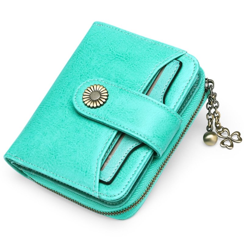 Oil Wax Genuine Leather Lady's Wallet European And American Style $45.50 Dana Fashion Color: Emerald Green Women's Bags Product information: Lining texture: Polyester Applicable scenarios: Daily matching Color: wine red, peacock blue, Midnight Black, Pala