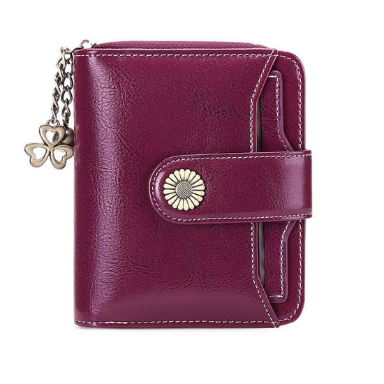 Oil Wax Genuine Leather Lady's Wallet European And American Style $45.50 Dana Fashion Color: Custom Dark Purple Women's Bags Product information: Lining texture: Polyester Applicable scenarios: Daily matching Color: wine red, peacock blue, Midnight Black,