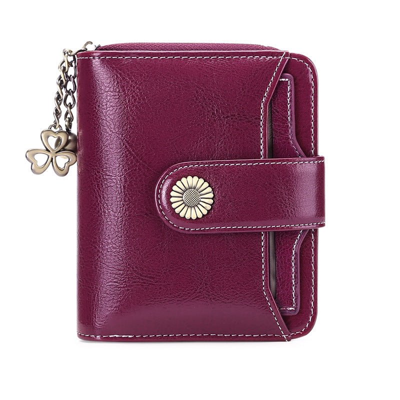 Oil Wax Genuine Leather Lady's Wallet European And American Style $45.50 Dana Fashion Color: Custom Dark Purple Women's Bags Product information: Lining texture: Polyester Applicable scenarios: Daily matching Color: wine red, peacock blue, Midnight Black,