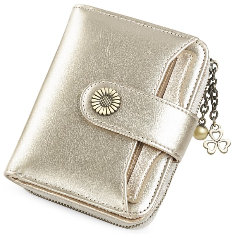 Oil Wax Genuine Leather Lady's Wallet European And American Style $45.50 Dana Fashion Color: Custom Gold Women's Bags Product information: Lining texture: Polyester Applicable scenarios: Daily matching Color: wine red, peacock blue, Midnight Black, Palaeo