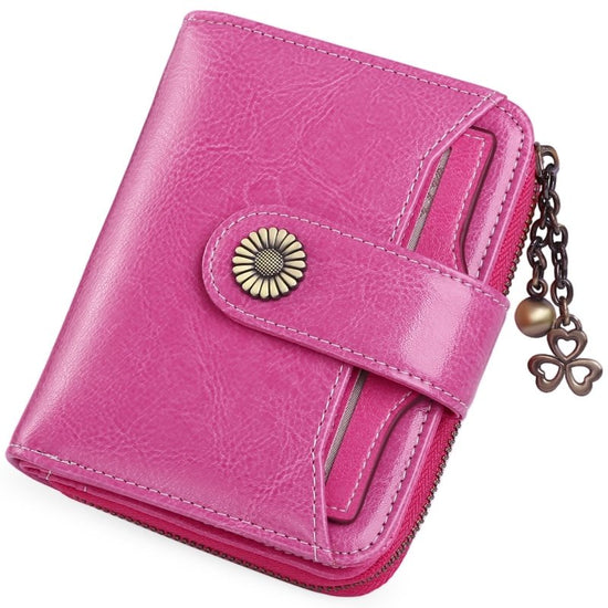 Oil Wax Genuine Leather Lady's Wallet European And American Style $45.50 Dana Fashion Color: Customized Rose Red Women's Bags Product information: Lining texture: Polyester Applicable scenarios: Daily matching Color: wine red, peacock blue, Midnight Black
