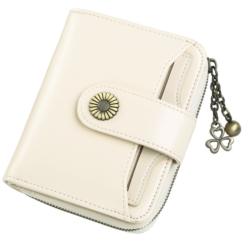 Oil Wax Genuine Leather Lady's Wallet European And American Style $45.50 Dana Fashion Color: Beige Women's Bags Product information: Lining texture: Polyester Applicable scenarios: Daily matching Color: wine red, peacock blue, Midnight Black, Palaeo yello