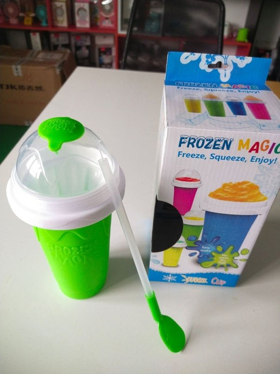 One Pinch Into An Slushy Cup, Shake The Smoothie Cup, And The Second Fast Cooling Cup Becomes A Pinch Cup. $35.50 Dana Fashion Color: Blue green Size: 350ml Dana's Kitchen Product information: Product Category: Quick Refrigeration Pinch Cup Function: keep
