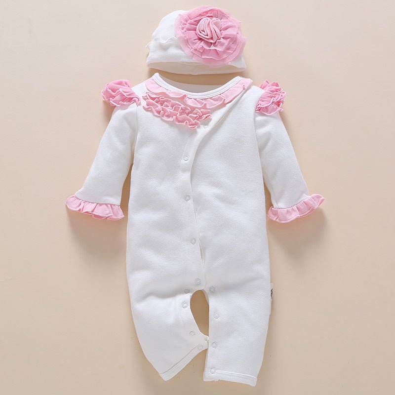 one-year-old baby wears newborn baby clothing romper jumpsuit $29.50 Dana Fashion Color: White Appropriate Height: 12m Baby Clothing Cap is removable Main fabric composition: cotton Suitable for: 3M: 0-3 months 6M: 3-6 months 9M: 6-9 months 12M: 9-12 mont