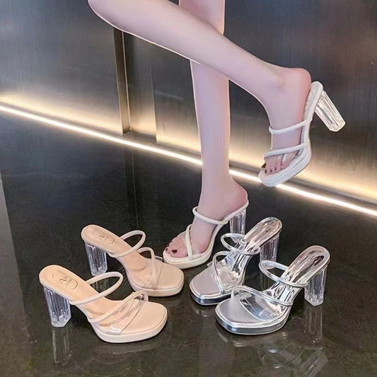 Open Toe With Chunky Heel Platform High Heel Sandals $37.40 Dana Fashion Color: Apricot Upgraded Version 7cm Size: 35 Women's shoes Product information: Shoe Upper material: PU Heel height: high heel (5cm-8cm) Sole material: rubber Manufacturing process: