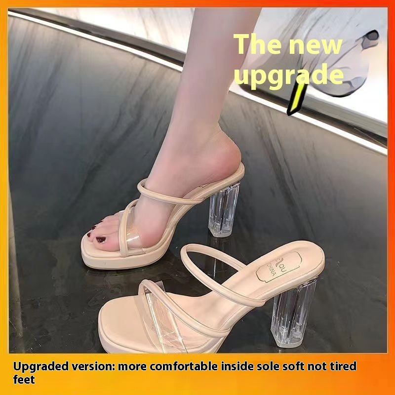 Open Toe With Chunky Heel Platform High Heel Sandals $37.40 Dana Fashion Color: Apricot Upgraded Version 9cm Size: 35 Women's shoes Product information: Shoe Upper material: PU Heel height: high heel (5cm-8cm) Sole material: rubber Manufacturing process: