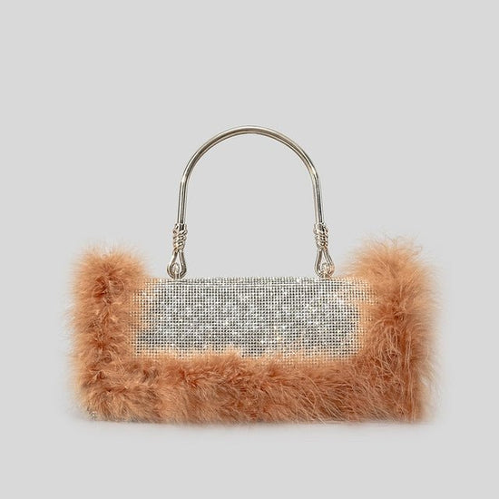 Ostrich Hair Rhinocaster Bag Female Mink Hair Inlaid With Diamond Full Drill Single Shoulder Crossbody $55.00 Dana Fashion Color: Brown Women's Bags Product information: Color: White, Black, mint Green, Blue, light purple, Rose, gray, Brown 1 Material: ac
