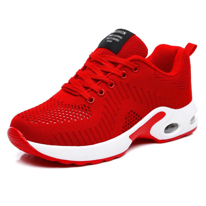Outdoor Hollow Air Cushion Sneaker Summer Flying Woven Single Women's Shoes $35.34 Dana Fashion Color: 1809 Red Hollow Size: 35 Women's shoes Product information: Pattern: solid color Toe holder shape: round head Color: 1809 Black, 1809 Gray, 1809 purple,