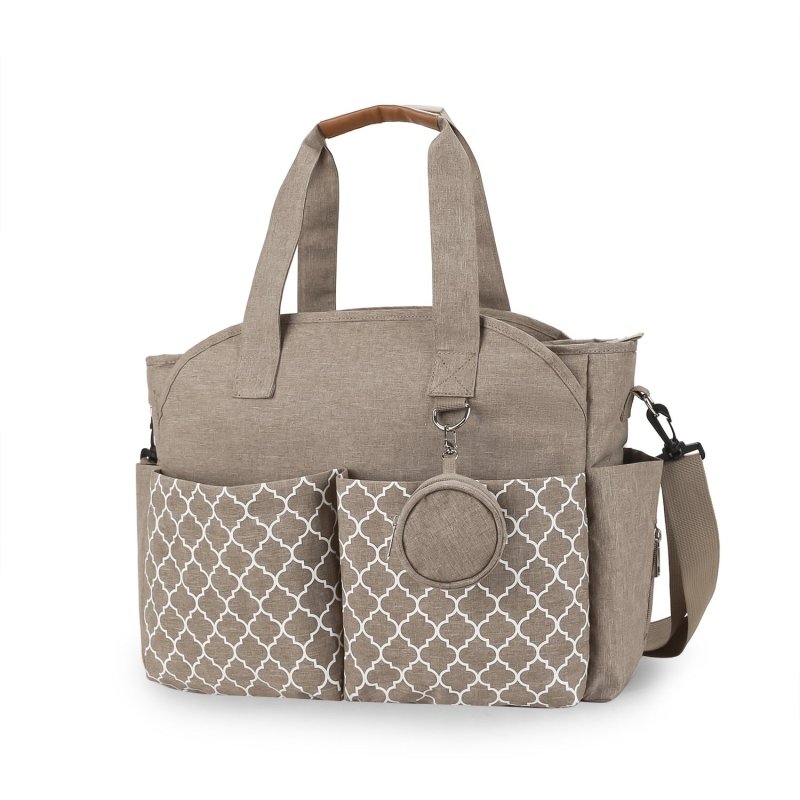 Outdoor Simplicity Printed Portable Single-shoulder Mommy Bag $75.97 Dana Fashion Color: Khaki Women's Bags Product information: Size: Large Color: black, gray, black, gray, khaki, pink, black gray, dark blue yellow, purple, beige, brown, dark blue beige